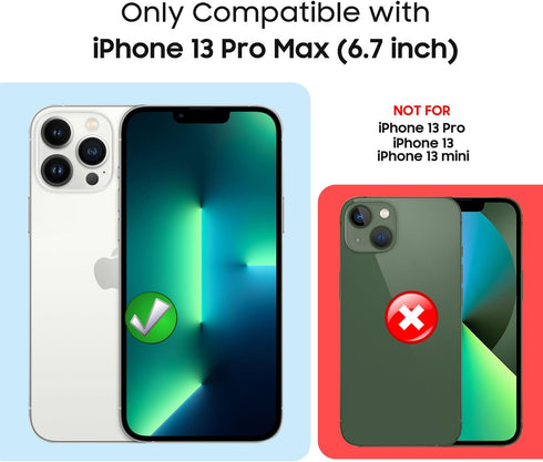 Magnetic Phone Case for iPhone 13 Pro Max, Compatible with MagSafe, Built-in Camera Lens Protector, Military Grade Drop