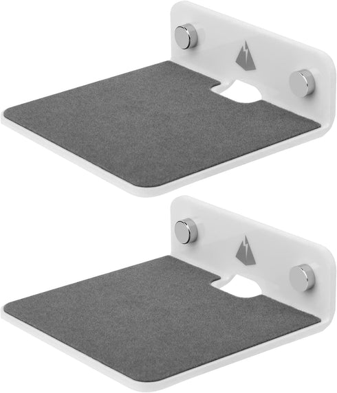 TXEsign 2-Pack 4.25" Acrylic Small Floating Shelves for Speaker Mount, Webcam, Cell Phones, Display Shelf (White, Small)