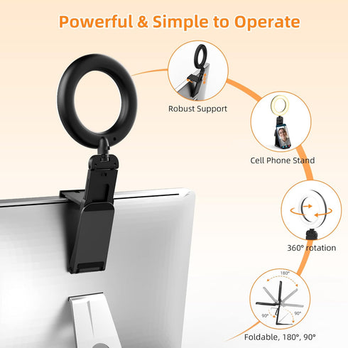 Evershop 2Packs-Ring Meetings,5" Light for Computer Laptop,Video Conference Lighting kit for Zoom Small Led Selfie