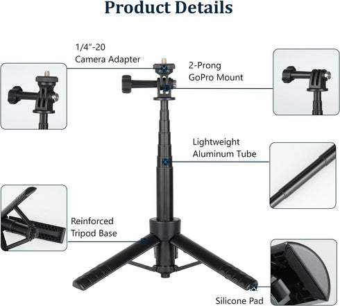 HSU 13 12 11 Insta360 X5, X4, X3, X2, Tripod Stand + Selfie Stick Pole - Waterproof Hand Grip for GoPro Here AKASO DJI