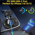 12V USB Outlet Car Charger Socket, 78W Dual 30W PD and Dual 18W QC3.0 with Voltmeter Switch, Aluminum Power Outlet