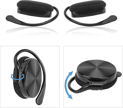 GEEKRIA Wired Clip On Ear Headphones, Portable Hook On with Microphone, Compatible with Android, MAC, Windows