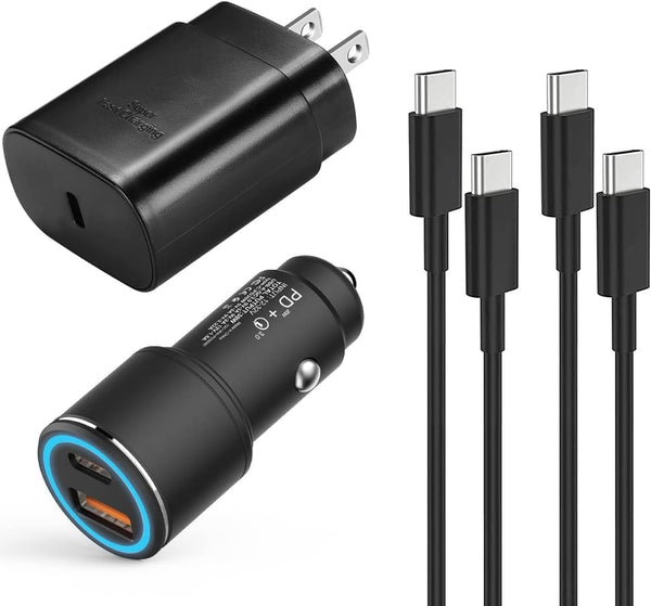 Samsung Super Fast Charger Type C Kit - 25W PD USB C Wall/Car Charger for Galaxy S25/S24/S23/S22/Plus/Ultra/Note