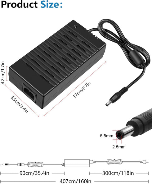 SHNITPWR 24V Power Supply DC Adapter, 24 Volt 10Amp 240W AC to DC Converter Transformer with 5.5x2.5mm Tip, 13.5FT Long