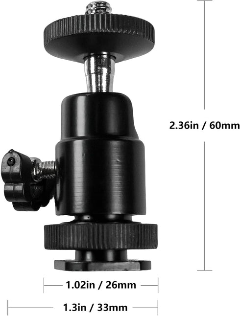 ISHEJS 360 Hot Shoe Phone Mount for Camera, Ball Head Adapter with Phone Clamp - Rotatable Smartphone Holder
