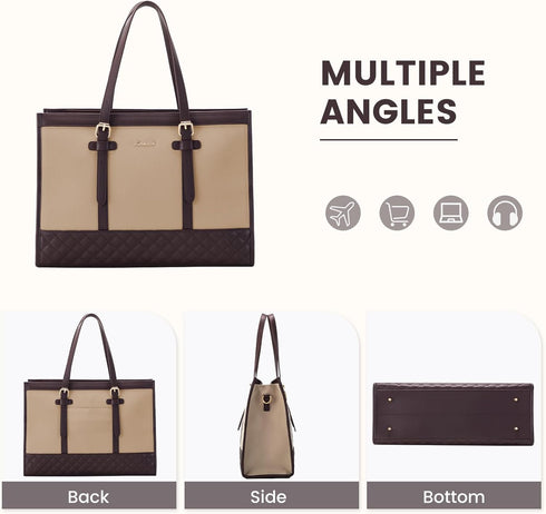 LOVEVOOK Laptop Bag for Women 15.6 inch Canvas Laptop Tote Bag, Large Capacity Work Bag with Clutch Purse, Computer Bag