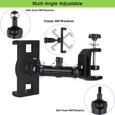 Kitchen Cabinet Tablet Holder for 7.0~12.9 inch iPad/Nexus/LG G Pads, Multi-Angle Adjustable Aluminum Alloy Arm