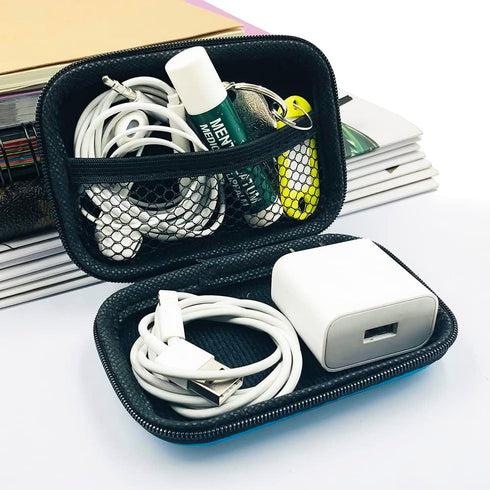 lyfLux Earbud Case - 10 Pieces Square & Rectangular Headphone Cases with Clips for Headphones, SD Cards, Wireless