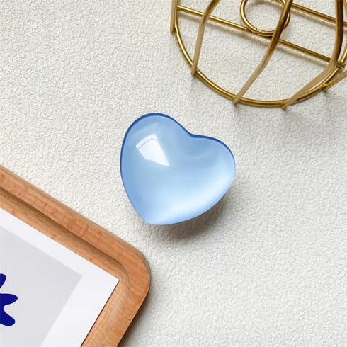 White Heart Phone Holder Stand Griptok, Cute Crystal Glass, Pretty Resin, ABS, Acrylic, Epoxy (GT-002)