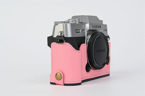 X-T30 Case, BMAOLLONGB Handmade PU Carbon Fibre Leather Half Camera Case for Fujifilm X-T30 with Hand Strap