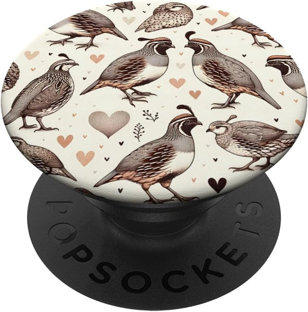 Aesthetic Beautiful Quail Pattern PopSockets Standard PopGrip