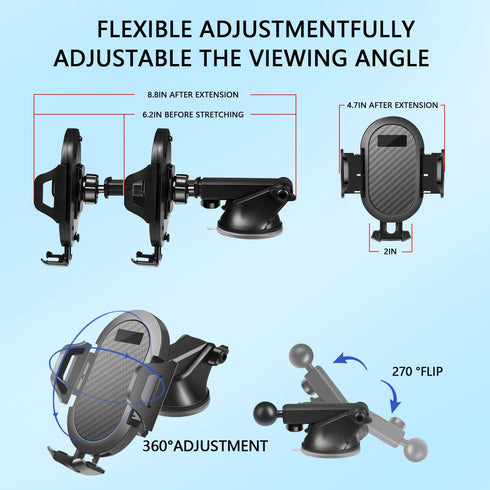 Universal Car Phone Holder Mount, Hands-Free Dashboard Windshield Air Vent Phone Holder for All Smartphones