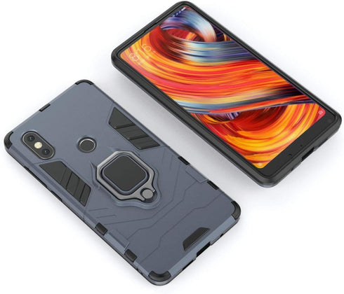 LuluMain Compatible with Xiaomi Mi Mix 2S Case, Shockproof Hard Bumper Shell, Navy Blue, Dual Layer Rugged Cover
