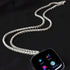 Stainless Steel Chain Necklace Smartwatch Band, Compatible with Fitbit Versa 1/2/Lite, Polished Silver Metal Replacement