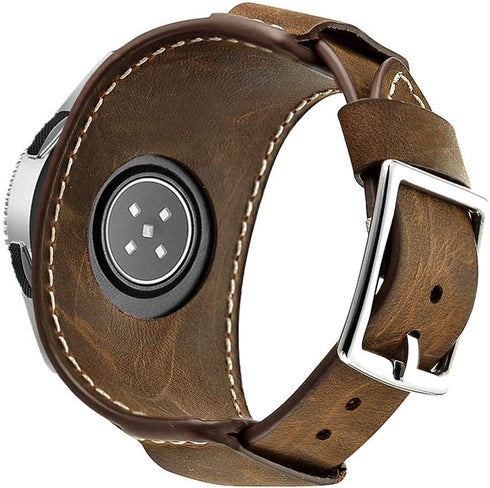Compatible with Samsung Galaxy Watch 46mm/Galaxy Watch 3 45mm/Gear S3 Frontier/Classic, 22mm Genuine Leather Cuff Strap