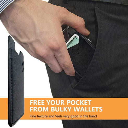 Phone Card Holder, Leather Stick-On Wallet for Back of Phone, Credit Card Holder Compatible with Most Cell Phones