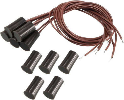 uxcell N.C. Recessed Wired Security Window Door Contact Sensor Alarm Magnetic Reed Switch Brown RC-33 (5pcs)
