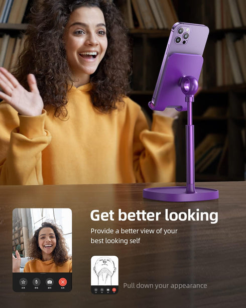 LISEN Dark Purple Cell Phone Stand, Desktop Accessories fits iPhone 14 Stand for Desk, All Mobile Phones, iPad, Tablet