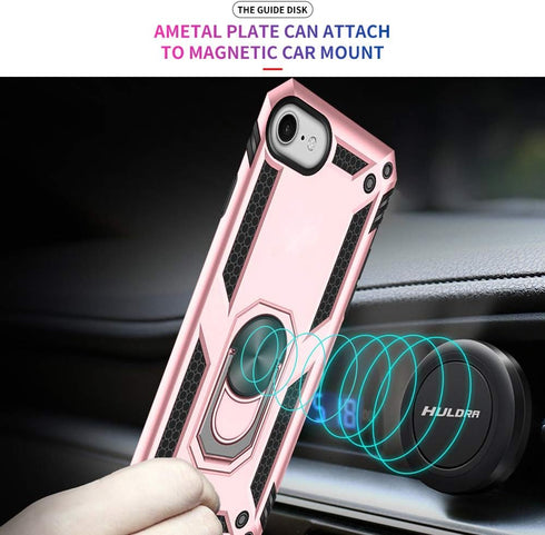 Yiakeng Military Grade iPhone 8/7/SE 2020/2022 Case with Screen Protector & Ring - Rose Gold
