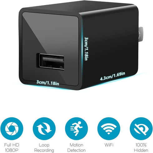 USHJNV 1080P Wireless Spy Smart Small USB Charger WiFi Camera Indoor Hidden Security Camera Baby Monitor Surveillance