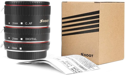 D&F AF Auto Focus Macro Extension Tube Set for Canon EOS EF/EF-S Lens Close-ups, Compatible with Canon 7D, 500D, 600D