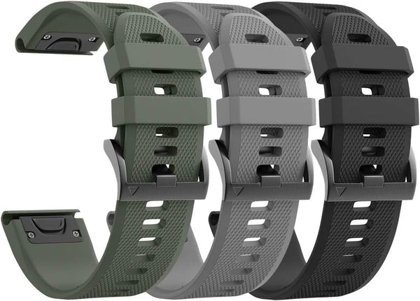 ANCOOL 22mm Soft Silicone Watch Bands for Fenix 5/6/7, Compatible with Garmin Fenix 5 Plus/6 Pro/8 47mm/7 Pro (Black,