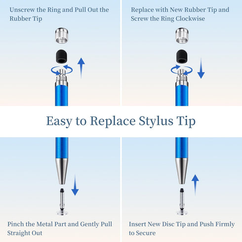ChaoQ 2-in-1 6pcs Stylus Pen for Touchscreen, High Sensitivity and Precision Stylus Pens for iPad iPhone Android