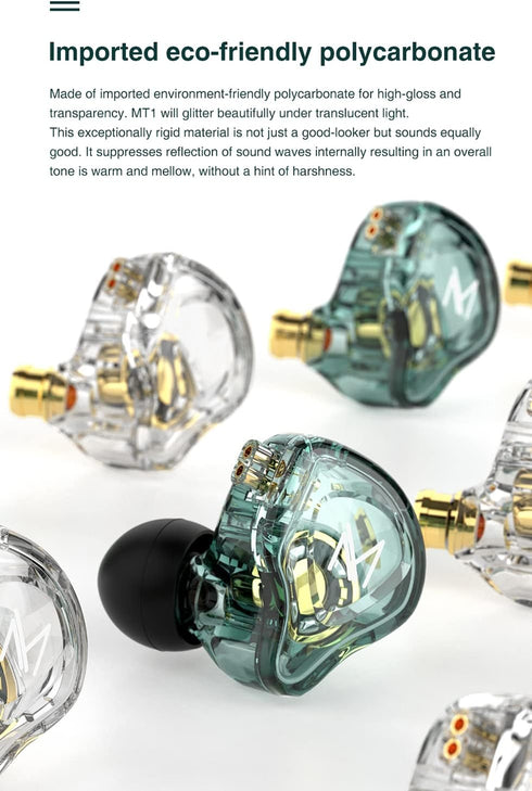 FEDAI TRN MT1 1DD HiFi Earphone Headphones, TRN MT1 in-Ear Earbuds with 10mm Composite Magnetic Dynamic Driver, Clear