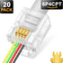 20Pack RJ11 Pass Through Connector 6P4C Telephone Modular Plug 3 Prong Type for Phone Line Cord