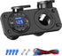 Cigarette Lighter Socket 12V Power Outlet, Qidoe Aluminum 40W Dual QC3.0 USB Charger Socket with LED Voltmeter Switch,