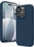 GONEZ iPhone 14 Pro Case - Dark Blue, Shockproof Liquid Silicone, Soft Anti-Scratch Lining + 2 Screen & Camera