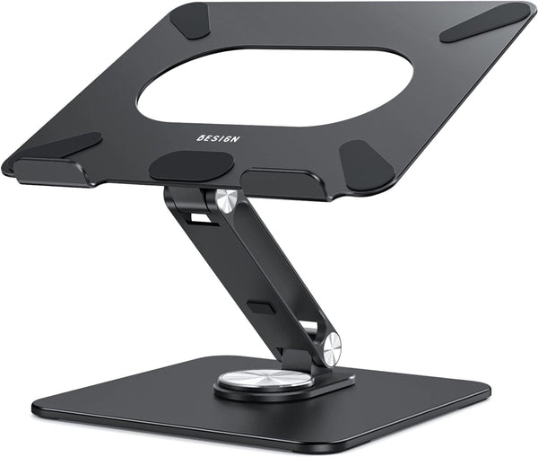 BESIGN LSX7 Laptop Stand with 360 Rotating Base, Ergonomic Adjustable Notebook Riser, Foldable