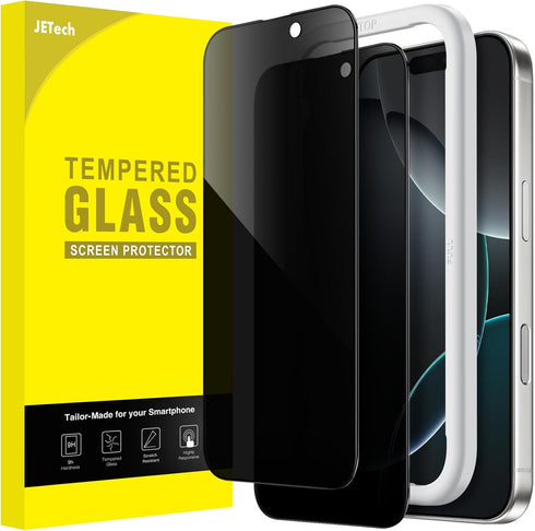 JETech Privacy Full Coverage Screen Protector for iPhone 16 Pro 6.3-Inch, Black