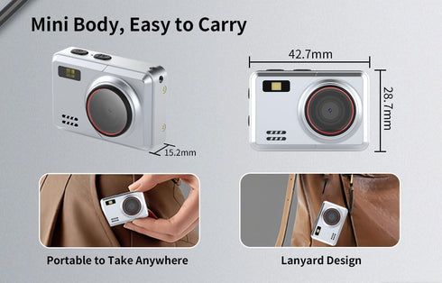 WANDMANICOS 1080P 32GB 0.96IPS Retro Mini Digital Camera HD Video RecorderPortable Keychain Video Camera with Card