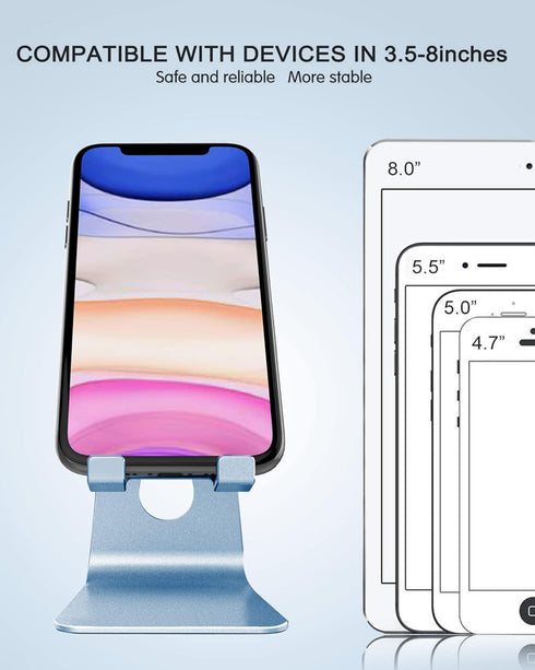 CreaDream Adjustable Cell Phone Stand, Aluminum Desktop Holder Compatible with Phone 13/12 Pro Max, All Mobile Phones,