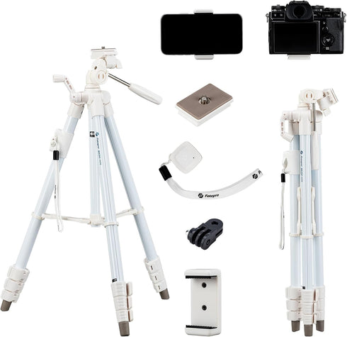 Fotopro 59'' Camera Tripod, Portable Tripod for iPhone with Bluetooth Remote, Aluminum Video