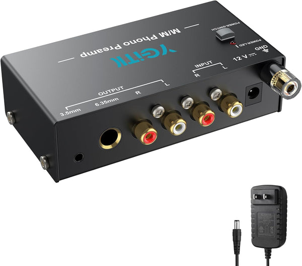 Phono Turntable Preamp, Mini Preamplifier with RCA Input & 6.35MM Headphone and
