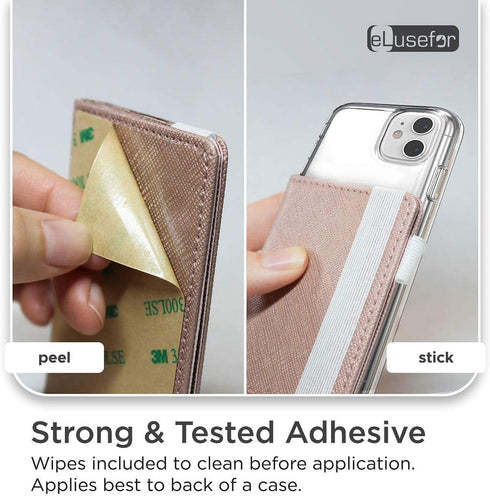 Stick-On Phone Wallet for Back of iPhone or Android Case | 6 Sleeve Credit Card Holder - Pocket for Cards, Money & ID -