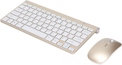 Keyboard Mouse Combo Set, 78 Keys Portable 2.4Ghz Kit with 4 Nonslip Foot Pads for Windows Notebook Desktop (Gold)
