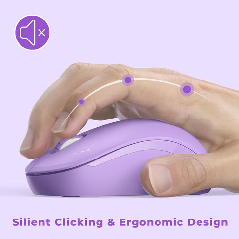 Seenda Purple Keyboard and Mouse Combo, Wireless Full Size 2.4GHz Silent USB Wireless Keyboard Mouse for Windows,