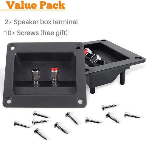 Kalevel 2pcs 2-Way Speaker Box Terminal Cup, Square Binding Post, Spring Loaded for DIY Home Car Stereo