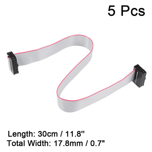 uxcell IDC 14 Pins Connector Flat Ribbon Cable Female Connector, 30cm Length, 5pcs