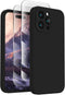 iPhone 15 Pro Case by FireNova, Black Silicone, 6.1", with Camera Protection & 2 Screen Protectors, Soft Microfiber