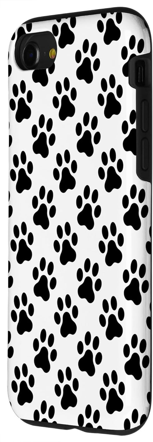 iPhone SE (2020) / 7 / 8 Dog Paw Print Phone Case Dog Lovers Gifts Black and White Case