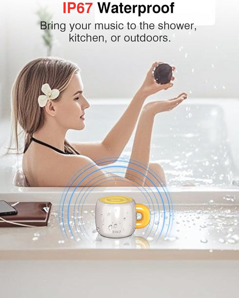 EWA IP67 A163 Bluetooth Speaker, Mini Portable Bluetooth Speaker with Creative Cup-Shaped Design, Waterproof, Loud