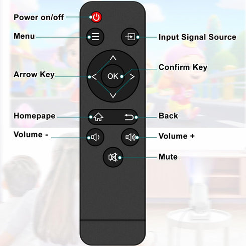 KhotIlong W13 Projector.(1Pack) Replacement Remote Control for Portable Projector,Compatible with CiBest Portable
