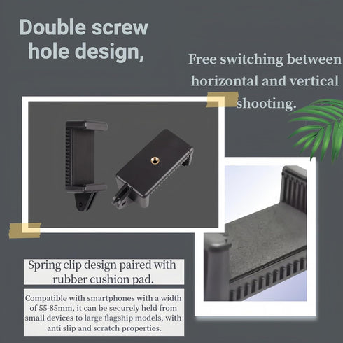FANBODTA 55-85mm 360 All Phone Holder No Tools Needed! Spring Clamp Fits Phones, Sturdy E-Base for Car Rides, Zoom