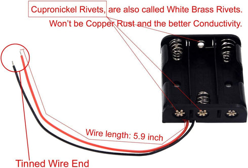 LampVPath (Pack 3 3 3 of AA Battery Holder with Leads, AA Battery Holder with Wires