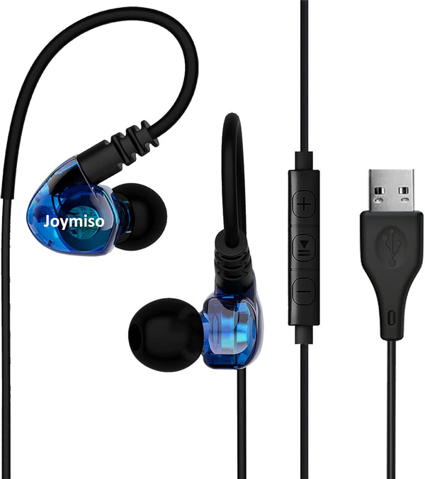 USB Earbuds with Microphone for PC Laptop, 6.5Ft Wired Headphones for Gaming, Work Calls, Over Ear Earphones