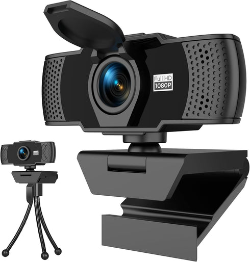 Uyissykia Full HD 1080P Webcam with Dual Microphones & Privacy Cover for PC,